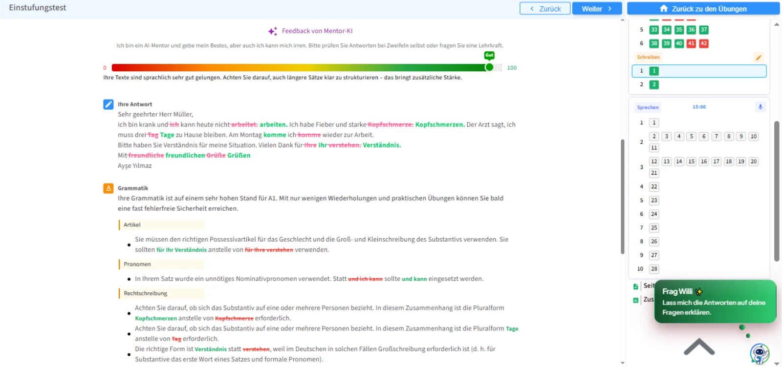 Auf Deutsch schreiben. Feedback verstehen.
